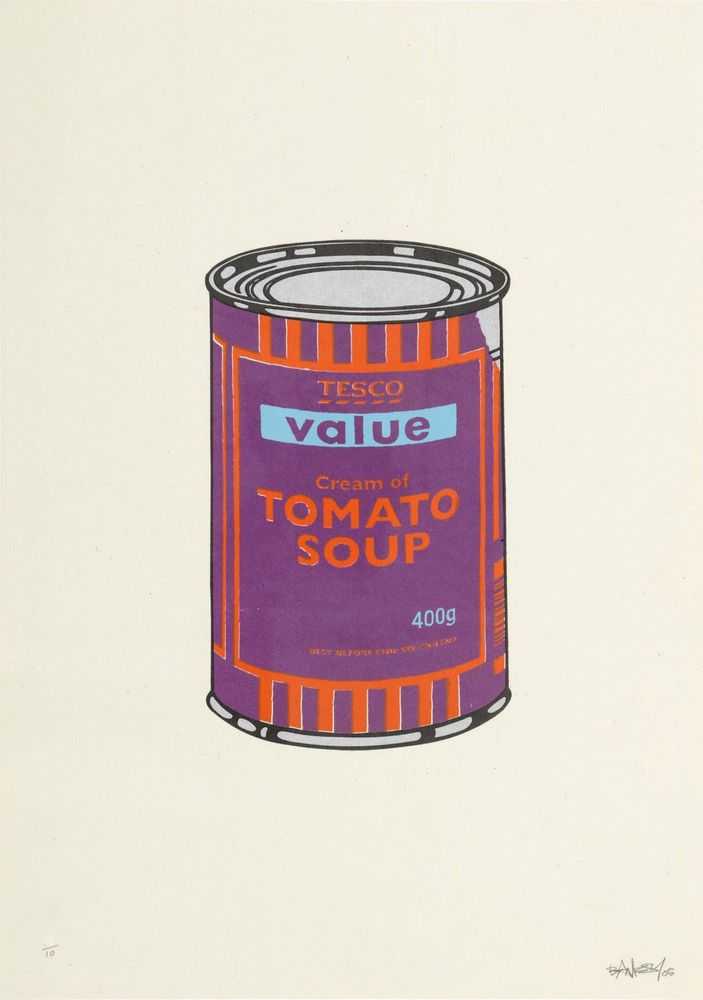 Banksy, ‘Soup Can (Purple, Orange, Blue)’, 2005, Print, Screenprint in colours on wove paper, Pictures On Walls, Numbered, Dated