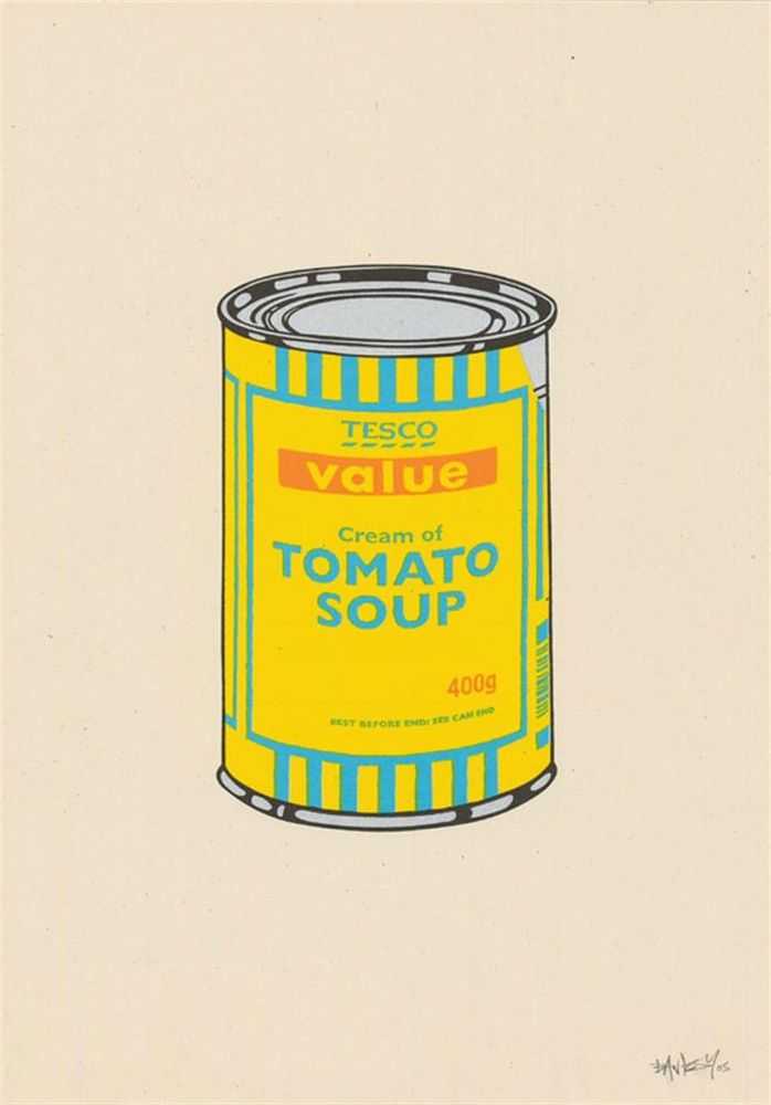 Banksy, ‘Soup Can (Yellow, Blue, Tan)’, 2005, Print, Screenprint in colours on wove paper, Pictures On Walls, Numbered, Dated