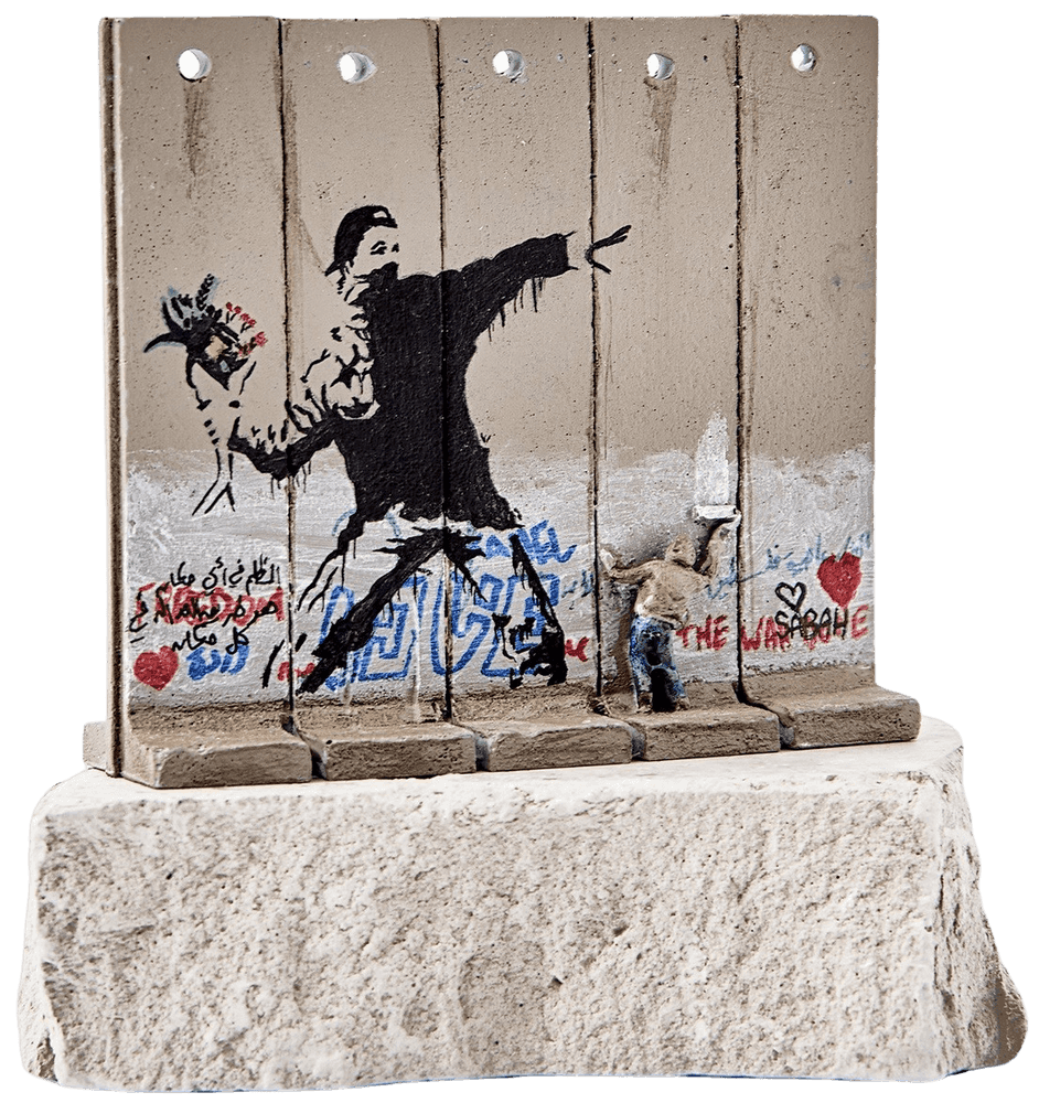 Banksy, ‘Souvenir Wall Five Part Large (Flower Thrower)’, 2019, Sculpture, Hand-painted resin sculpture with West Bank Separation Wall base, Walled Off Hotel, Handfinished