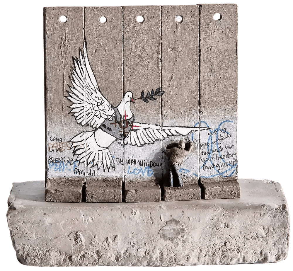 Banksy, ‘Souvenir Wall Five Part Large (Peace Dove)’, 2019, Sculpture, Hand-painted resin sculpture with West Bank Separation Wall base, Walled Off Hotel, Handfinished