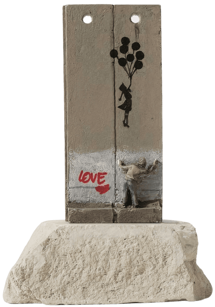 Banksy, ‘Souvenir Wall Two Part (Girl With Balloons)’, 2019, Sculpture, Hand-painted resin sculpture with West Bank Separation Wall base, Walled Off Hotel, Handfinished
