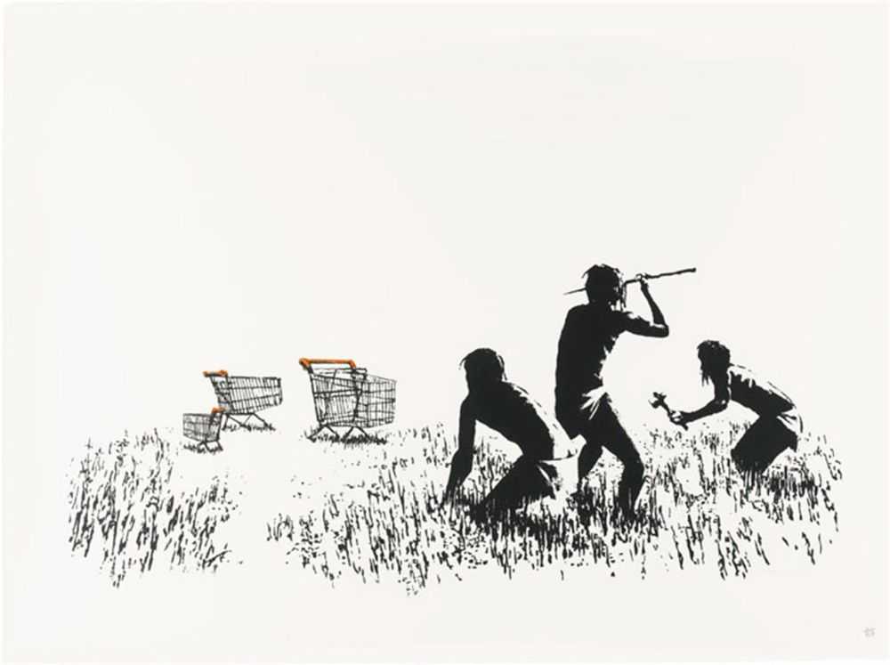 Banksy, ‘Trolleys (Unsigned)’, 2007, Print, 2 colour hand pulled screenprint in colours, on Arches 88 wove paper, Pictures On Walls, Numbered