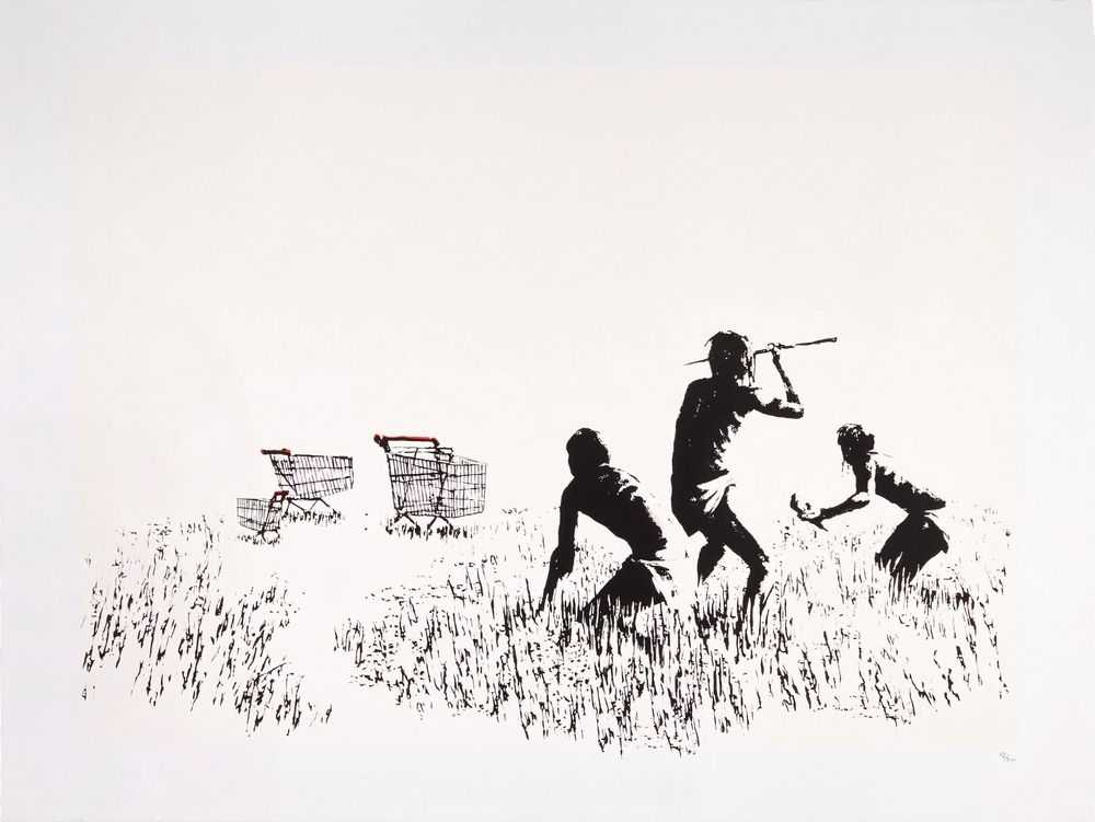 Banksy, ‘Trolleys (Unsigned - LA Version)’, 2006, Print, 2 colour hand pulled screenprint in colours, on Arches 88 wove paper, Modern Multiples, Numbered