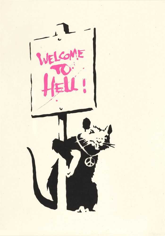 Banksy, ‘Welcome To Hell (Unsigned) (Pink)’, 2004, Print, Screenprint on paper, Pictures On Walls, Numbered