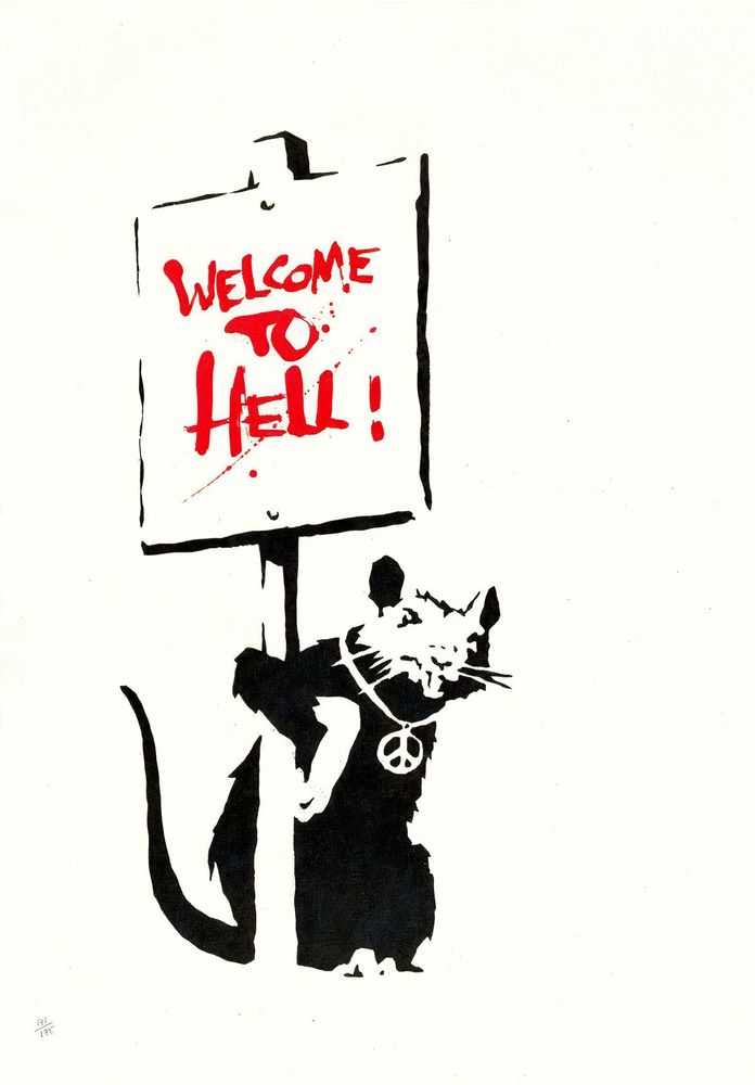 Banksy, ‘Welcome To Hell (Unsigned) (Red)’, 2004, Print, Screenprint on paper, Pictures On Walls, Numbered, Dated