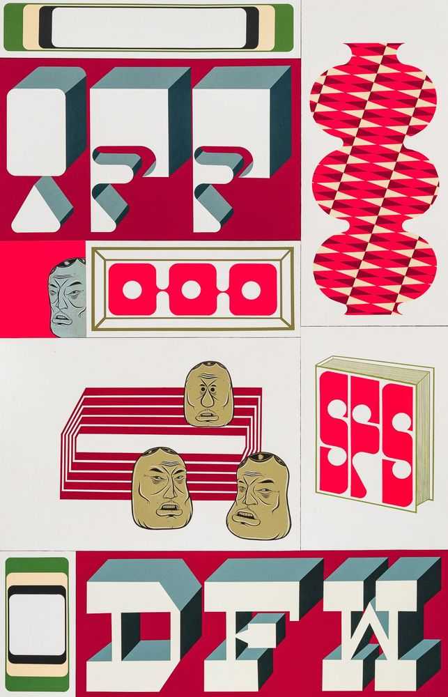 Barry McGee, ‘Untitled (Avant Arte)’, 09-11-2023, Print, UV pigment print with matte varnish and fluorescent pink details applied in 3 silkscreen layers on 410gsm Somerset Tub Sized Radiant White paper, Avant Arte, Numbered