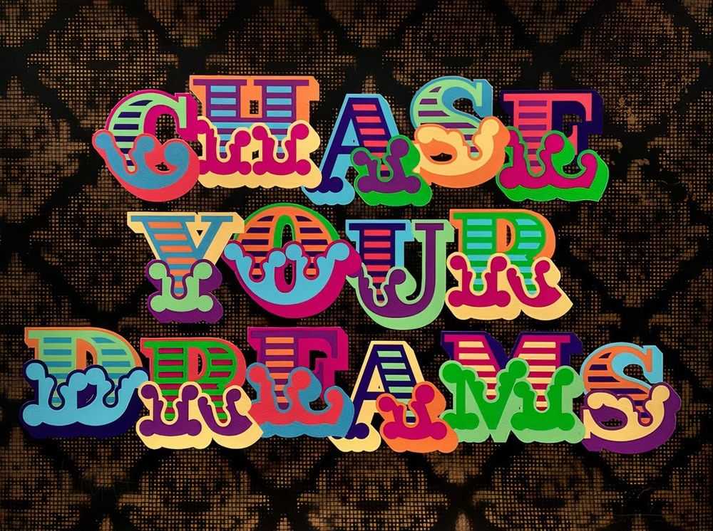 Ben Eine, ‘Chase Your Dreams (Gold)’, 2021, Print, 10 colour hand-pulled, screen print with hand finish spray painted background, Our Types, Numbered, Handfinished