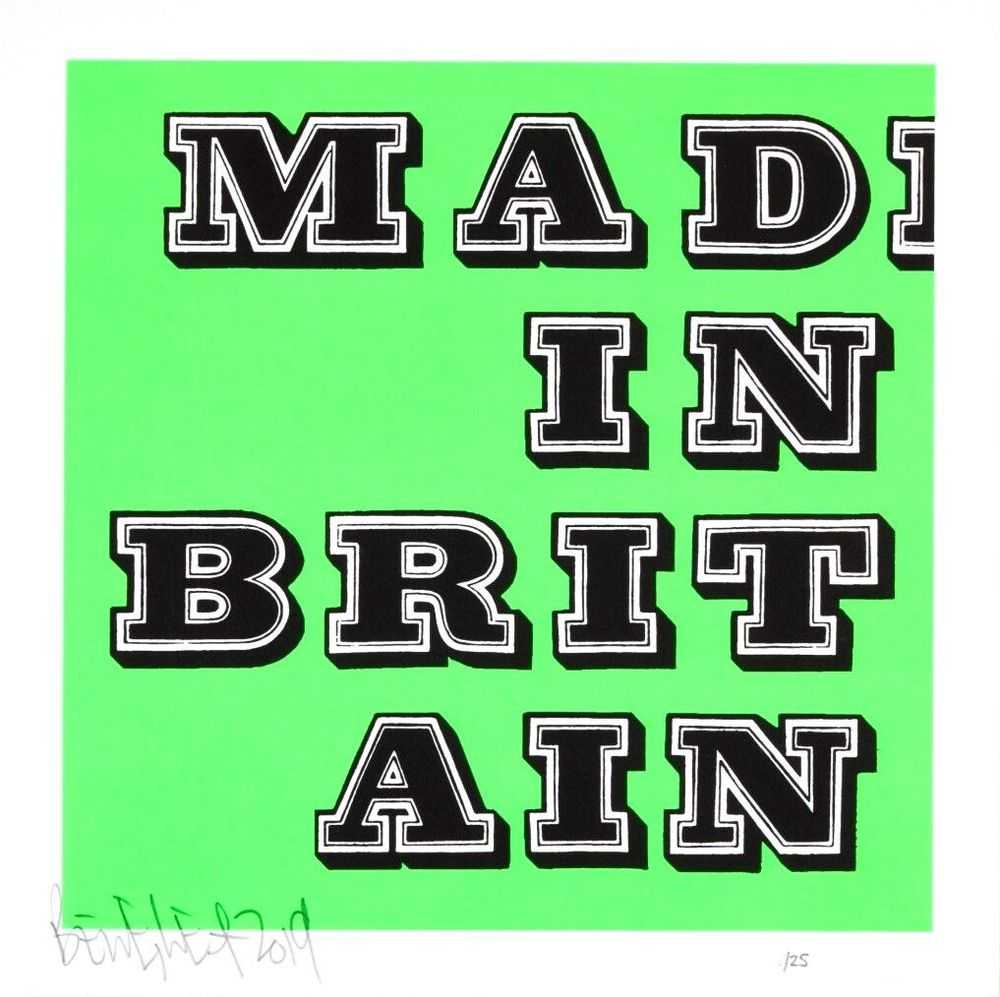 Ben Eine, ‘Mad In Britain (Fluro Green)’, 28-09-2019, Print, 2 Colour Screenprint on Somerset Satin 300gsm Paper, Jealous Gallery, Numbered