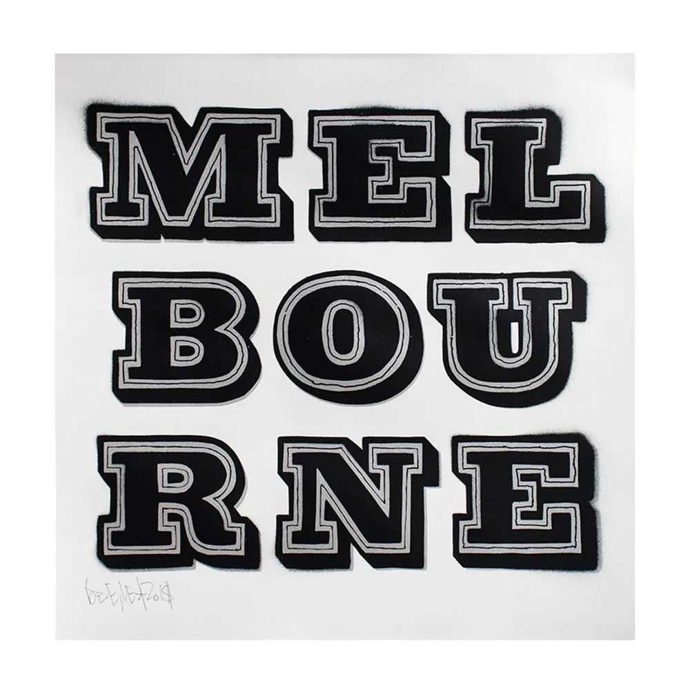 Ben Eine, ‘Melbourne (Silver)’, 17-05-2018, Print, 2C Screenprint, Dangerfork, Numbered