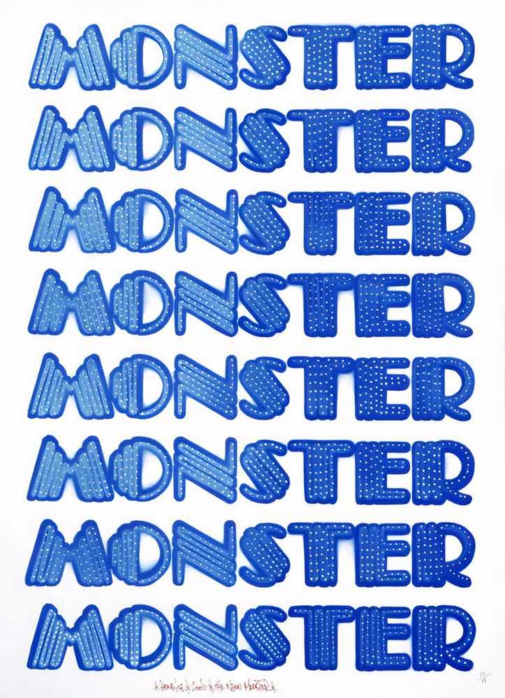 Ben Eine, ‘Monster (Blue)’, 26-06-2006, Print, Screenprint, Pictures On Walls, Numbered