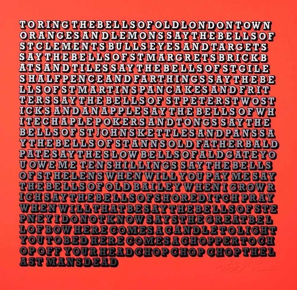 Ben Eine, ‘Oranges and Lemons (Red / Grey)’, 2012, Print, Pigment print, null, Numbered