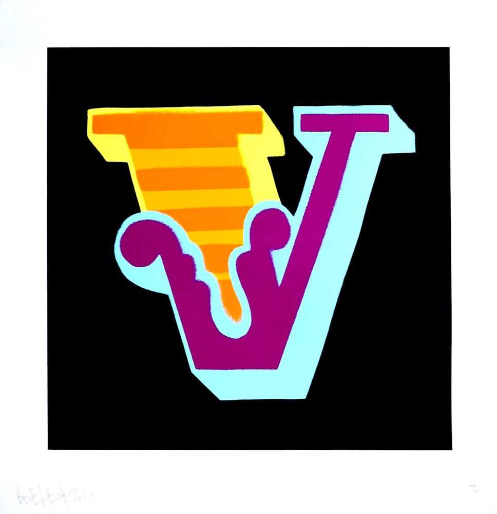 Ben Eine, ‘V’, 17-03-2017, Print, 6 colour screen print on Somerset Satin 300gsm paper, JAM Editions, Numbered