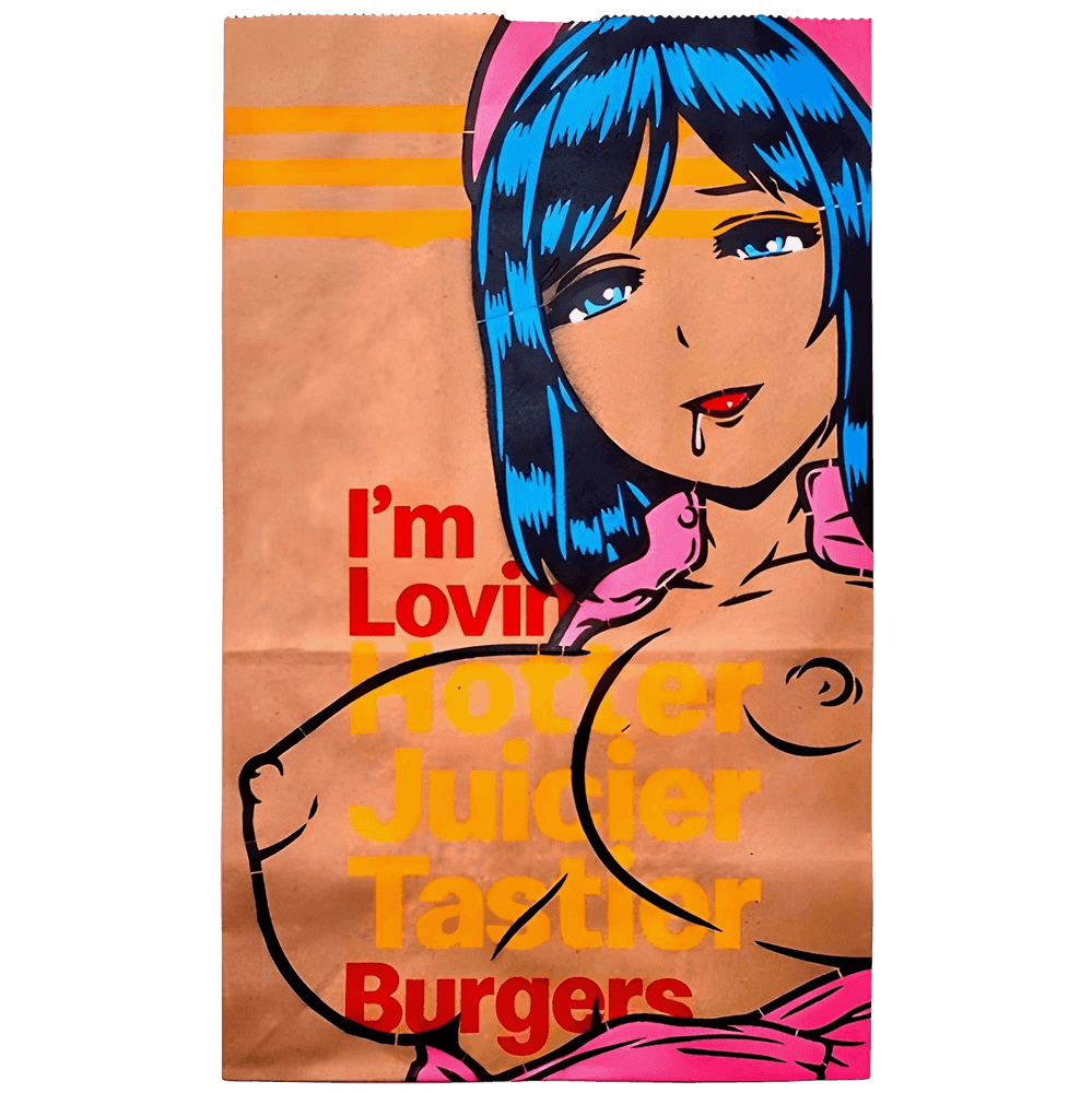 Ben Frost, ‘Hotter, Juicier, Tastier (Pink & Blue)’, 08-08-2019, Print, 5 color aerosol stencil, Self Released, Handfinished