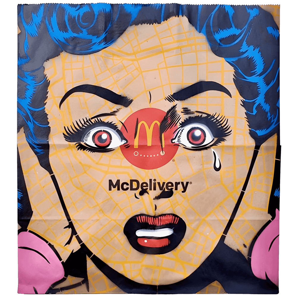 Ben Frost, ‘McDelivery’, 27-05-2019, Print, 6-layer aerosol stencil on fast food package, Self Released, Handfinished