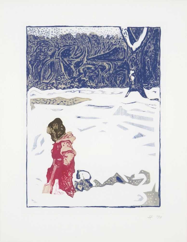 Billy Childish, ‘Girl In Snow With Tree’, 06-12-2012, Print, Etching on 300gsm Somerset White Velvet, Counter Editions, Numbered, Dated