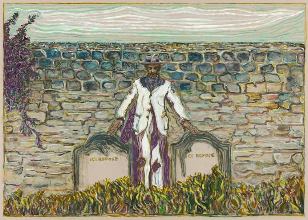 Billy Childish, ‘Touching Two Grave Stones’, 26-10-2018, Print, Archival reproduction print on heavy matt stock, L-13 Light Industrial Workshop, Numbered