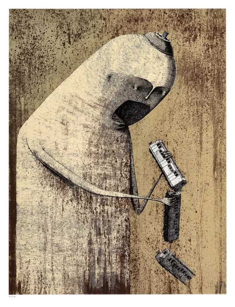 Bisser, ‘Hunger’, 22-04-2015, Print, 8 Colour Screenprint on Mohawk Via Vellum Paper, UTB NYC, Numbered