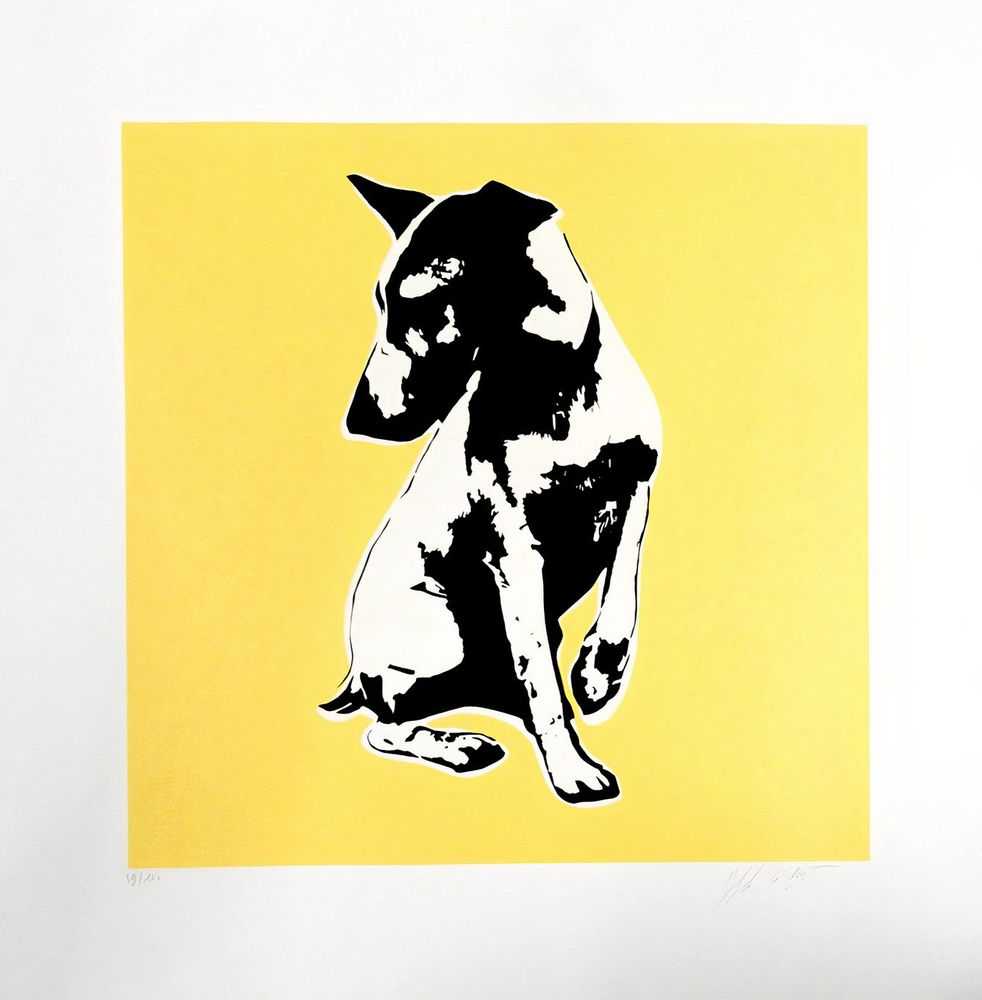 Blek le Rat, ‘His Master's Voiceless (Yellow)’, 2008, Print, 4 colour screenprint including varnish on somerset satin 300gsm paper, Black Rat Press, Numbered