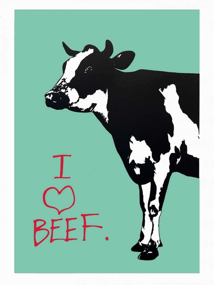 Blek le Rat, ‘I Love Beef’, 2025, Print, Serigraphy in four colors on 300g Arches paper, null, Numbered