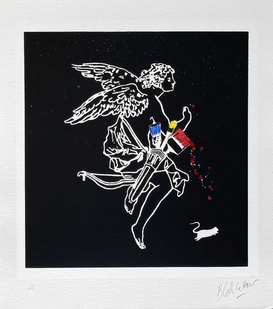 Blek le Rat, ‘Out Of Weapons’, 27-12-2017, Print, Hand-finished 6 color screen print on 300gsm Arches paper, Self-released, Numbered, Handfinished