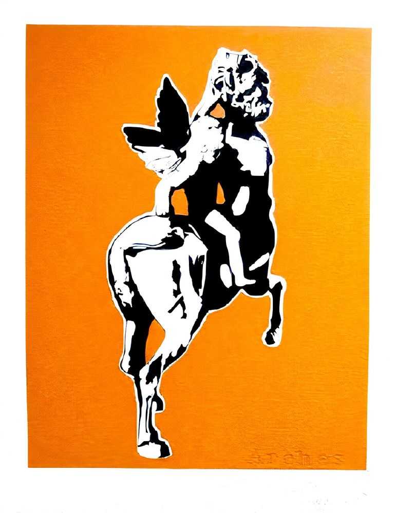 Blek le Rat, ‘The Centaur (Orange)’, 05-12-2019, Print, 3 colour screenprint on 300gsm Vélin d'Arches paper, Self-released, Numbered