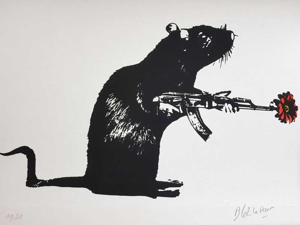 Blek le Rat, ‘The Warrior (Red)’, 14-02-2018, Print, 4 colour screenprint on 300gsm Vélin d'Arches paper, Self-released, Numbered