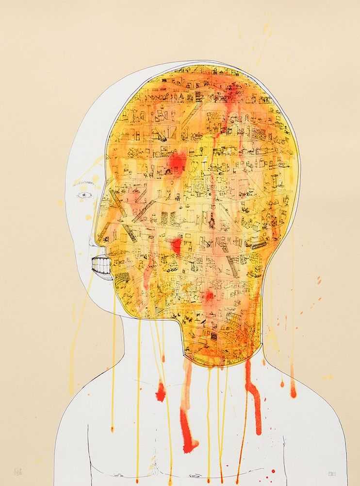 Blu, ‘Headquarters’, 06-12-2008, Print, Five colour screenprint on cream archival paper, Pictures On Walls, Numbered
