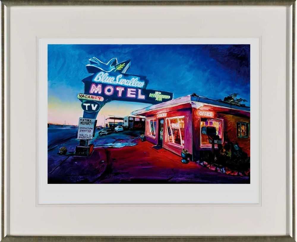 Bob Dylan, ‘Blue Swallow Motel, Route. 66 (2019) (Framed)’, 2019, Print, Fine Art Print, Castle Fine Art, Numbered, Framed