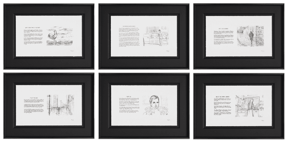 Bob Dylan, ‘Mondo Scripto 2020 (Boxed Set of 6 Framed)’, 2020, Print, Boxed set of 6 framed prints displayed on Somerset 300gsm paper and framed in charcoal pine and spruce wood, Castle Fine Art, Framed