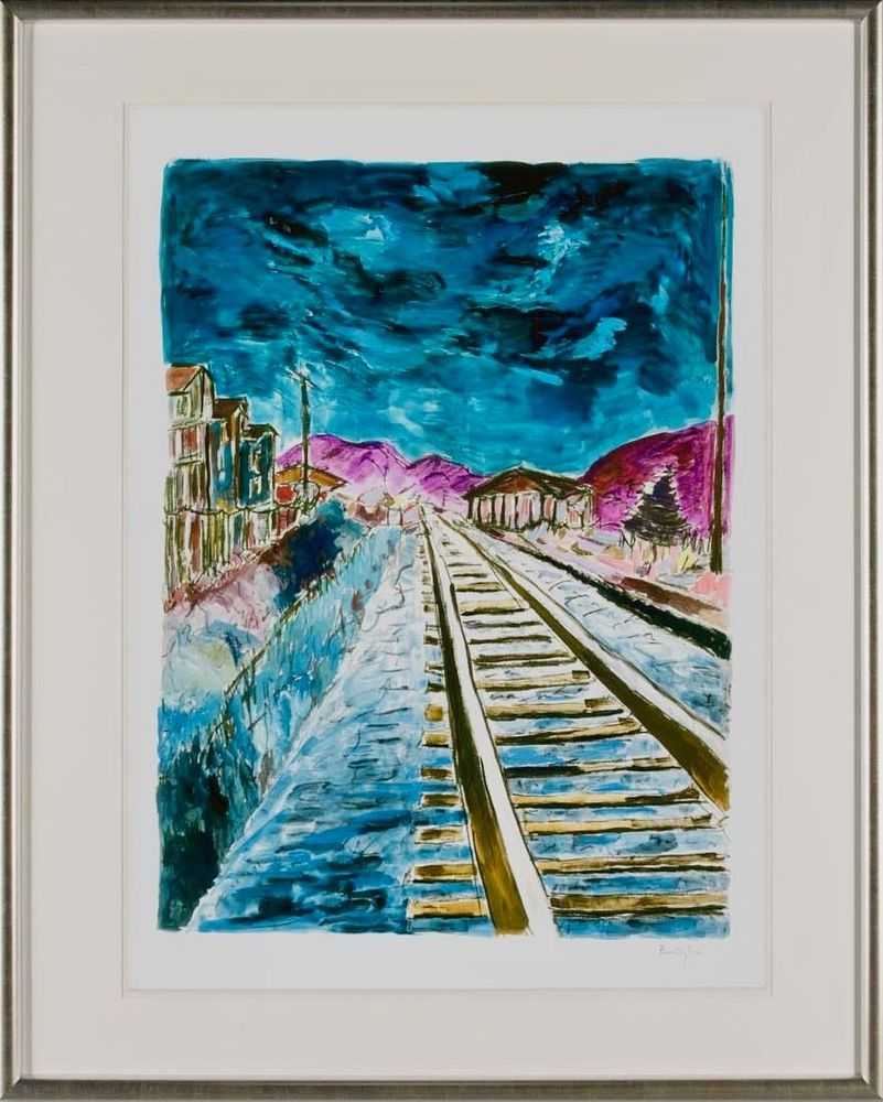 Bob Dylan, ‘Train Tracks 2020 - Blue (Framed)’, 2020, Print, Fine Art Print, Castle Fine Art, Numbered, Framed