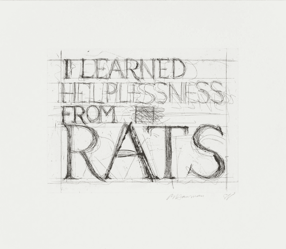 Bruce Nauman, ‘I Learned Helplessness from Rats’, 1988, Print, Etching and drypoint, Brooke Alexander Editions, Numbered, Dated
