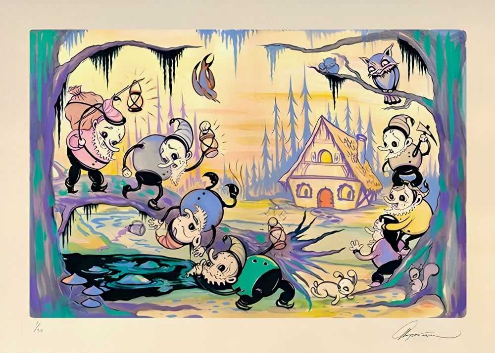Camille Rose Garcia, ‘The Dwarves Arrive Home’, 28-03-2012, Print, Giclee Print, Self Released, 