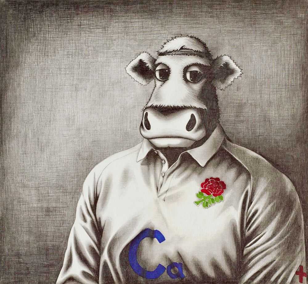 Caroline Shotton, ‘Rugby Bull (Sketch)’, 2014, Print, Giclee on paper, Castle Fine Art, Numbered, Framed