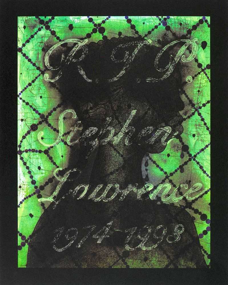 Chris Ofili, ‘R.I.P. Stephen Lawrence 1974 - 1993’, 2013, Print, Lithographic print in 4 colours with silkscreened glow-in-the-dark text, Counter Editions, Numbered