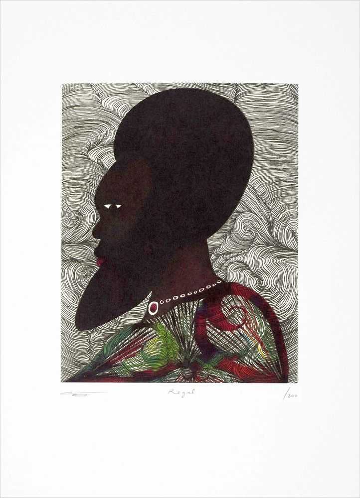 Chris Ofili, ‘Regal’, 2000, Print, Lithographic print in 4 colours on a silkscreened glow-in-the-dark background, printed on Colorplan 270 gsm paper, Counter Editions, Numbered