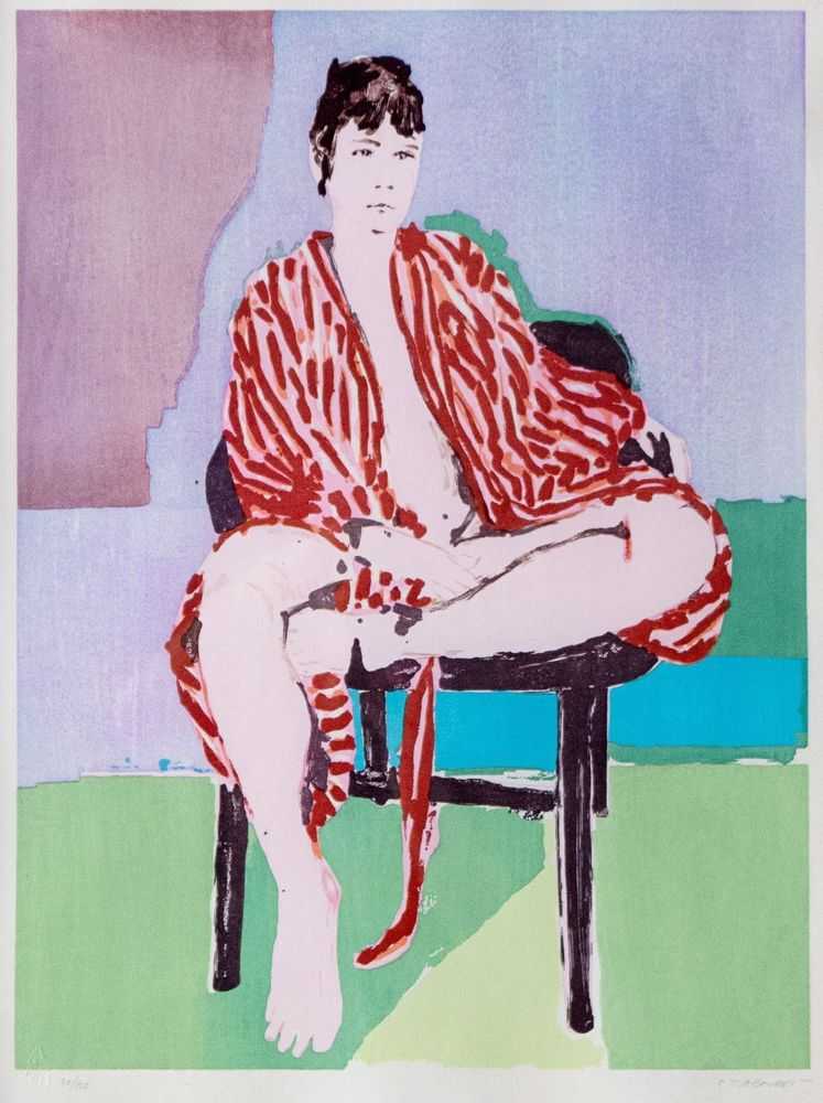 Claire Tabouret, ‘Self-portrait in a Robe (Purple)’, 2025, Print, Woodcut print, Perrotin, Numbered