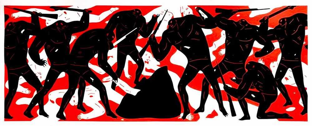 Cleon Peterson, ‘Burning The Dead (Red)’, 02-06-2016, Print, Hand pulled screenprint printed on 290gsm Coventry Rag paper with deckled edges, Self-released, Numbered