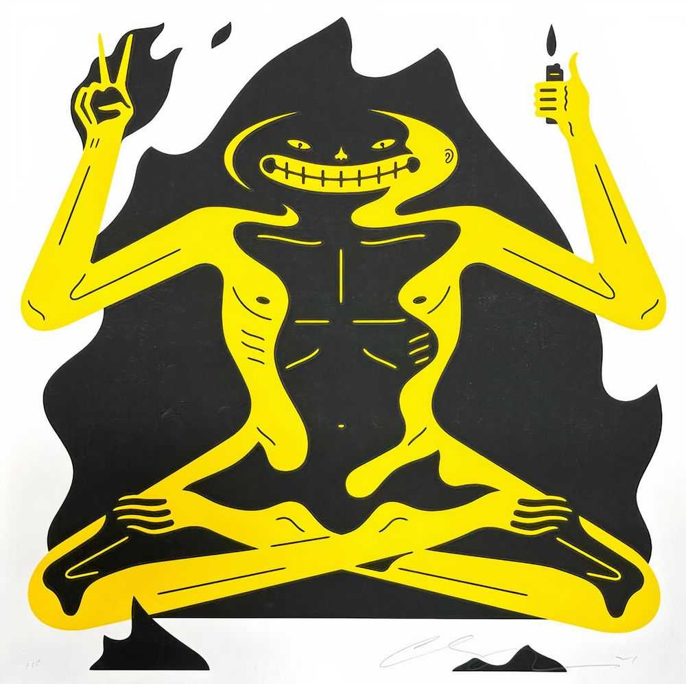 Cleon Peterson, ‘Burnout (White)’, 09-02-2021, Print, Hand pulled screenprint printed on 290gsm Coventry Rag paper with deckled edges, Self-released, Numbered
