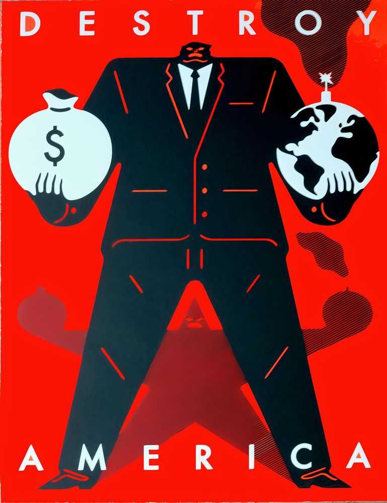 Cleon Peterson, ‘Destroy America (Red)’, 13-05-2020, Print, Screenprint on 290gsm Arches Rag paper with deckled edges, Self-released, Numbered