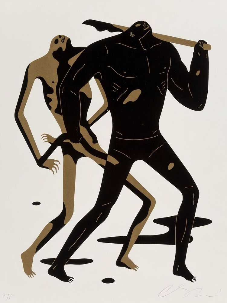 Cleon Peterson, ‘Doom Alone I’, 15-08-2017, Print, Hand pulled black and gold screenprint printed on 290gsm Coventry Rag paper with deckled edges, Self-released, Numbered