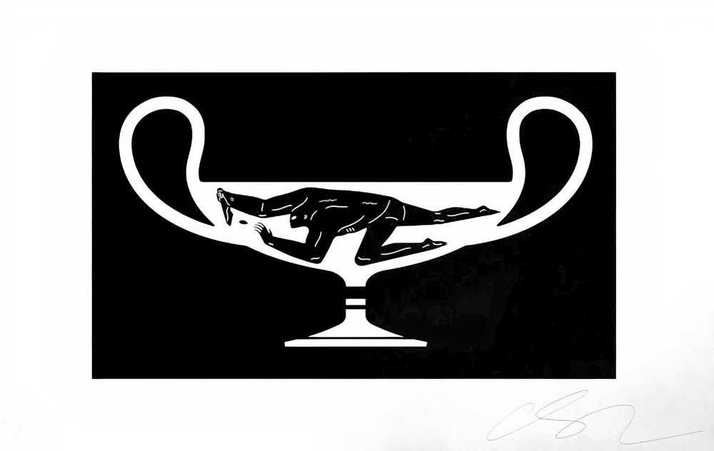 Cleon Peterson, ‘End Of Empire, Kantharos (White)’, 16-12-2018, Print, Hand pulled screenprint printed on 290gsm Coventry Rag paper with deckled edges, Self-released, Numbered