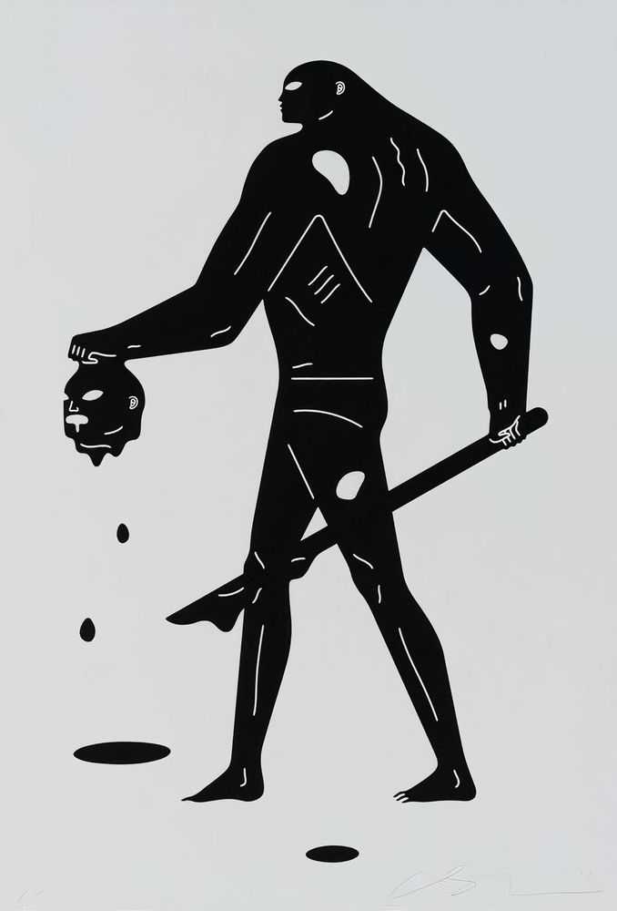 Cleon Peterson, ‘Headless Man (Black & White)’, 08-10-2019, Print, Hand pulled screenprint printed on 290gsm Coventry Rag paper with deckled edges, Self-released, Numbered