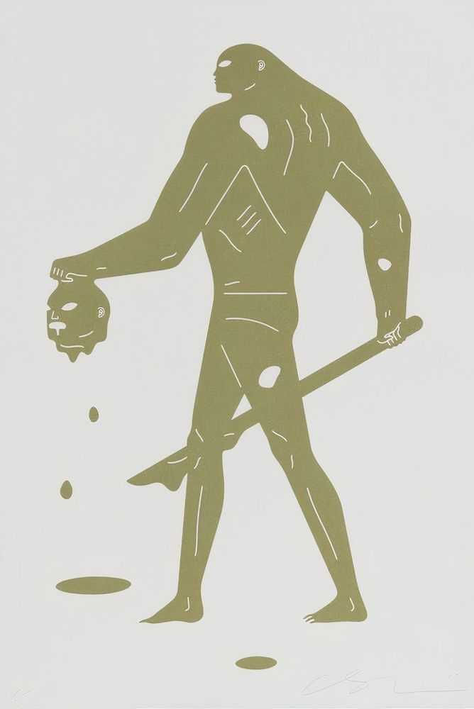 Cleon Peterson, ‘Headless Man (Gold & White)’, 08-10-2019, Print, Hand pulled screenprint printed on 290gsm Coventry Rag paper with deckled edges, Self-released, Numbered