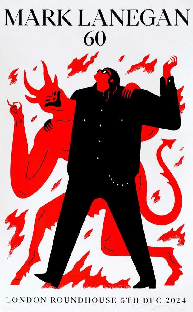 Cleon Peterson, ‘Mark Lanegan 60 (White)’, 2024, Print, Hand-pulled screen print on 290gsm Coventry Rag paper with deckled edges, Self Released, Numbered