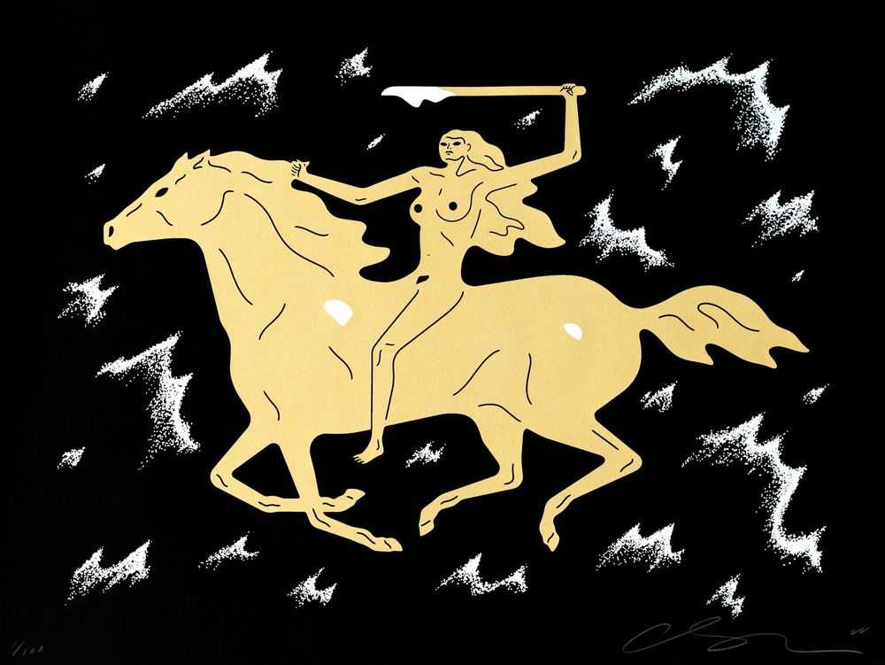 Cleon Peterson, ‘Sirens Of The Night (Gold)’, 19-10-2022, Print, Hand pulled screenprint printed on 290gsm Coventry Rag paper with deckled edges, Self-released, Numbered