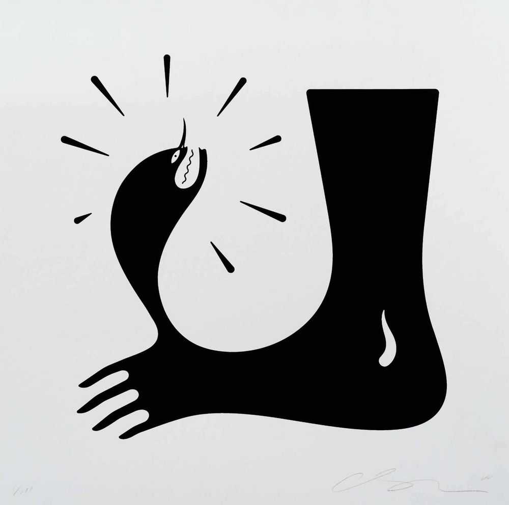 Cleon Peterson, ‘Stubbed Toe (White)’, 12-04-2022, Print, Hand pulled screenprint printed on 290gsm Coventry Rag paper with deckled edges, Self-released, Numbered