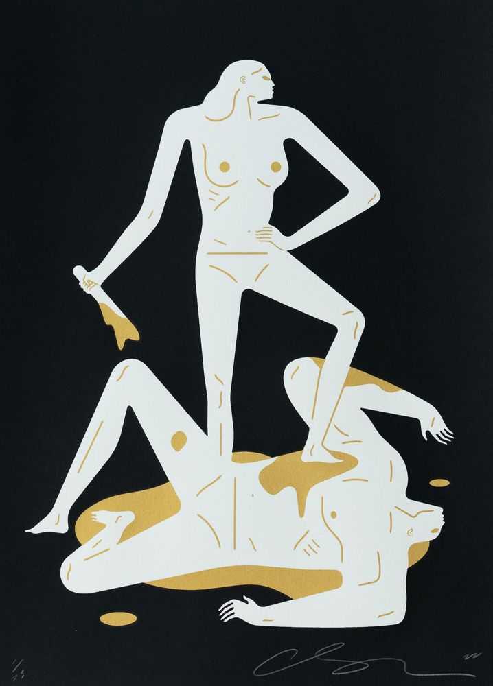 Cleon Peterson, ‘The Naked Woman & Man (Black)’, 07-11-2022, Print, Hand pulled screenprint printed on 290gsm Coventry Rag paper with deckled edges, Self-released, Numbered