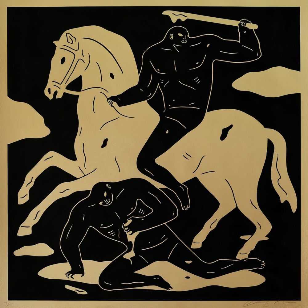 Cleon Peterson, ‘The Nightcrawler (Gold)’, 25-10-2015, Print, Hand pulled screenprint printed on 290gsm Coventry Rag paper with deckled edges, Self-released, Numbered