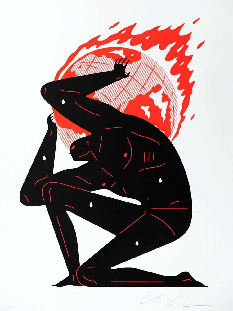 Cleon Peterson, ‘World On Fire (White)’, 13-05-2020, Print, Screenprint on 290gsm Arches Rag paper with deckled edges, Self-released, Numbered