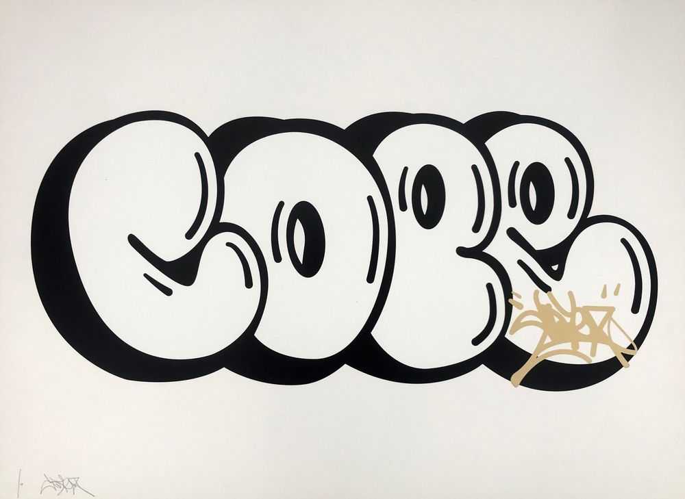Cope2, ‘Iconic Bubble (Black Outline & Gold)’, 2019, Print, 2 colour screen print on 300 gsm somerset paper with 24ct Gold Leaf, Graffiti Prints, Numbered